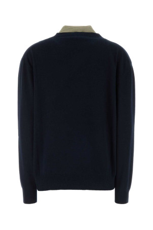Navy blue wool blend polo shirt MIU MIU (MML07MSOOO6061)