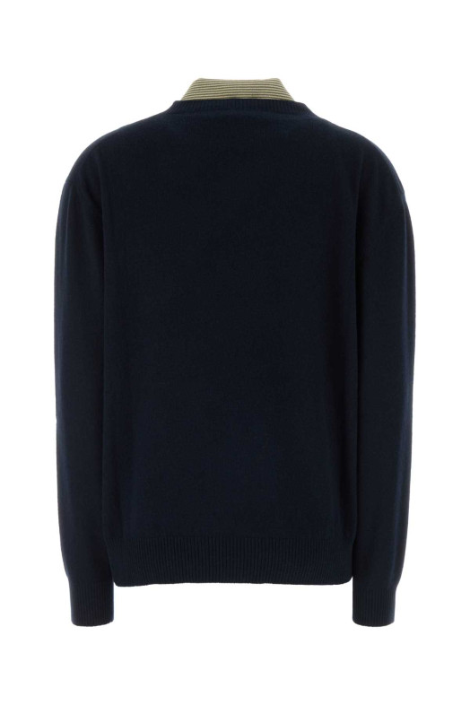 Navy blue wool blend polo shirt MIU MIU (MML07MSOOO6061)