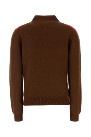 Brown cashmere polo shirt PRADA (P24G3PSOOO6519)
