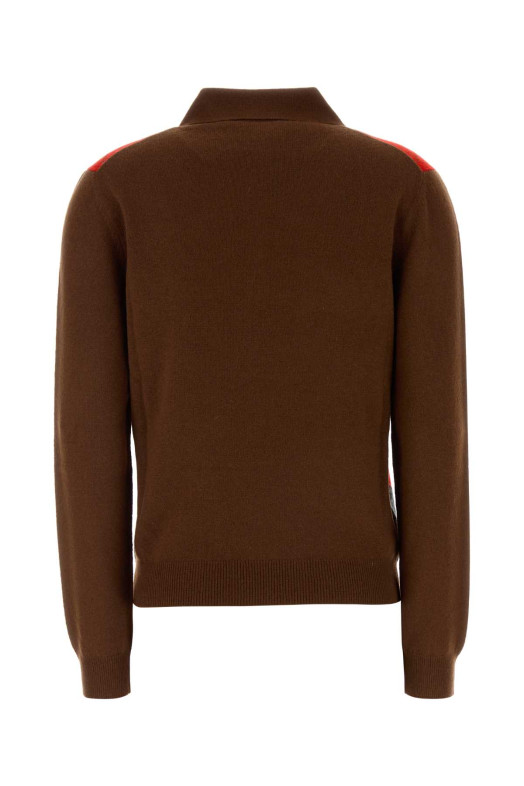 Brown cashmere polo shirt PRADA (P24G3PSOOO6519)