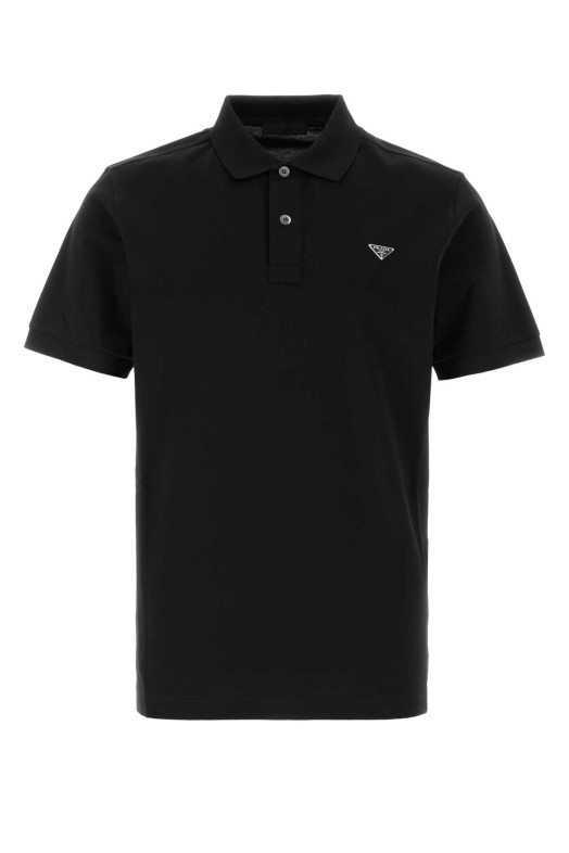 Black piquet polo shirt Black PRADA (UJN444SWM31867)