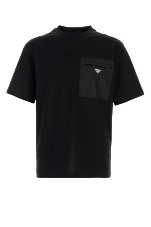 Black cotton t-shirt Black PRADA (UJN661SWMO11CK)