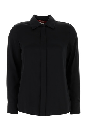 Black stretch satin Baden shirt Green MM STUDIO (2426116022600)
