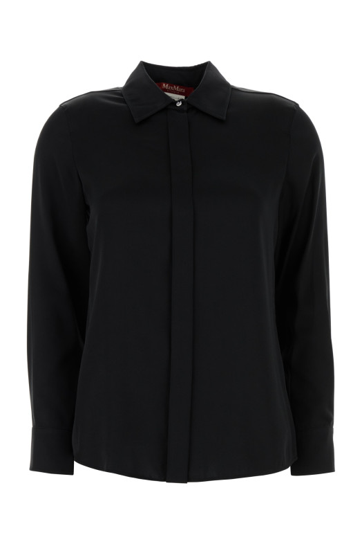 Black stretch satin Baden shirt Green MM STUDIO (2426116022600)