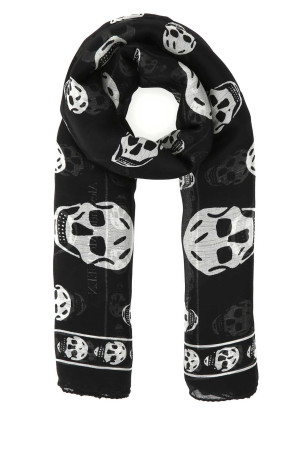 Printed silk foulard Black and white ALEXANDER MCQUEEN (5577173052Q)