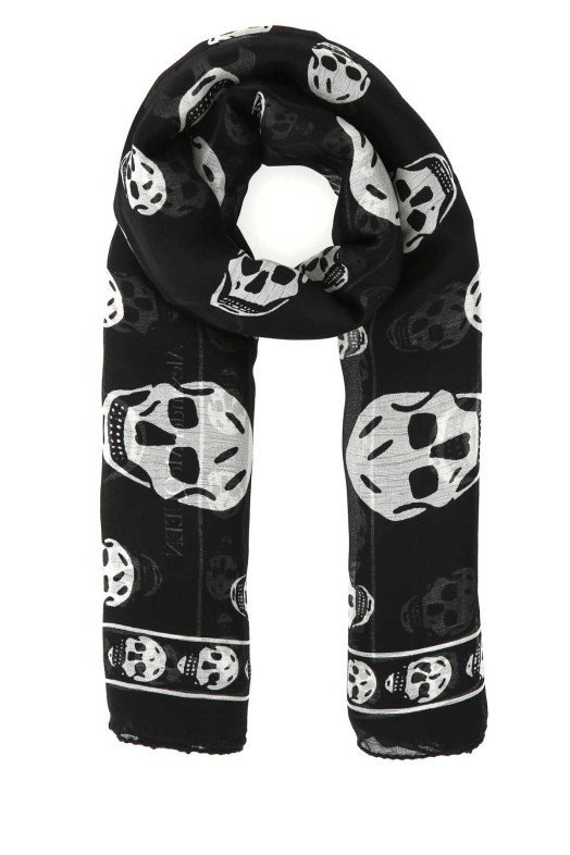Printed silk foulard Black and white ALEXANDER MCQUEEN (5577173052Q)