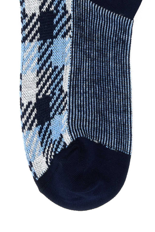 Embroidered stretch cotton socks Blue PRADA (66557SOOO15C4)