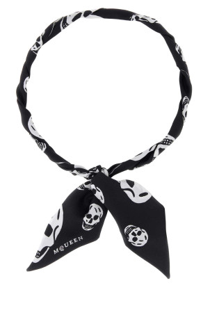 Printed silk foulard Black and white ALEXANDER MCQUEEN (8575533001Q)