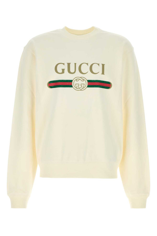 Свитшот GUCCI из смеси хлопка цвета слоновой кости (864622XJHT8)