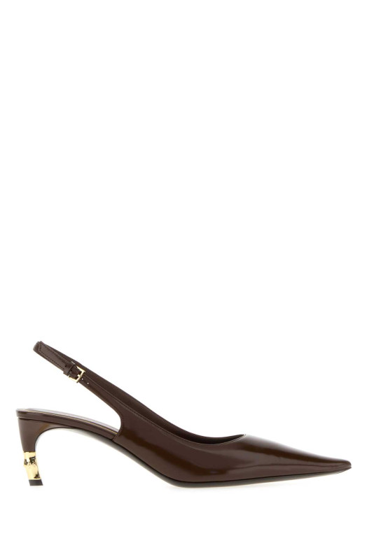 Chocolate leather Castello pumps GUCCI (875395AAE5J)