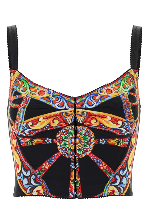 Printed charmeuse top DOLCE & GABBANA (F7BT4TGDDTA)