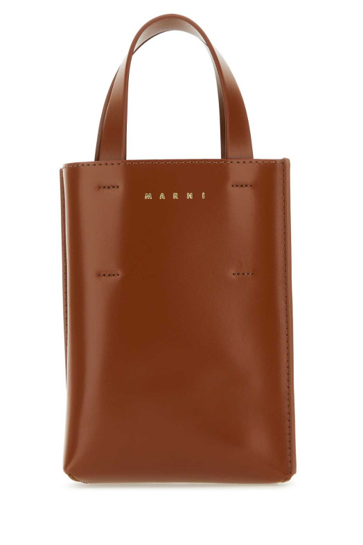 Brown leather nano Museo handbag MARNI (SHMP0050U0LV639)