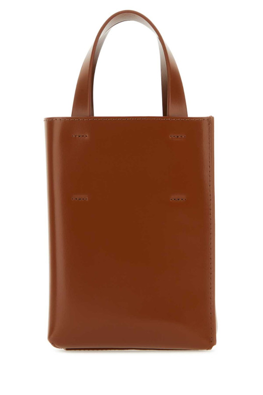 Brown leather nano Museo handbag MARNI (SHMP0050U0LV639)