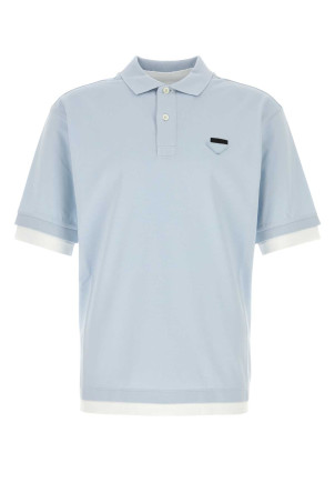 Powder blue piquet polo shirt PRADA (UJN911SWM11868)