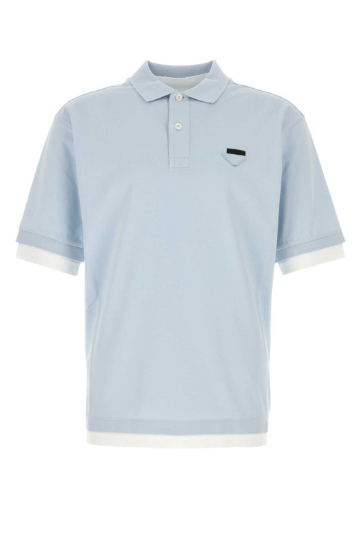 Powder blue piquet polo shirt PRADA (UJN911SWM11868)