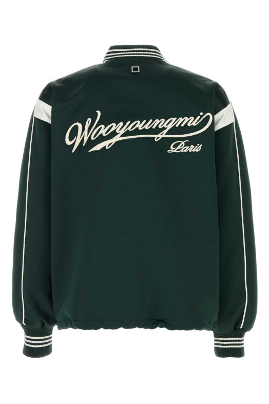 Bottle green satin bomber jacket WOOYOUNGMI (W261JP03)