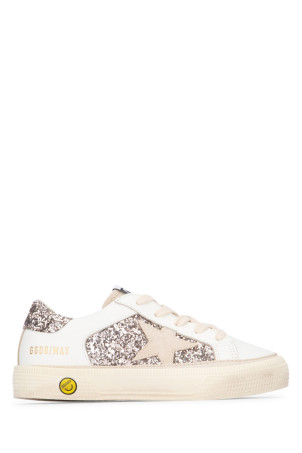 MAY: Детские ботинки Golden Goose с верхом из кожи и блестками, замшевой звездочкой и блестками H (GYF00715F005321) GOLDEN GOOSE KIDS