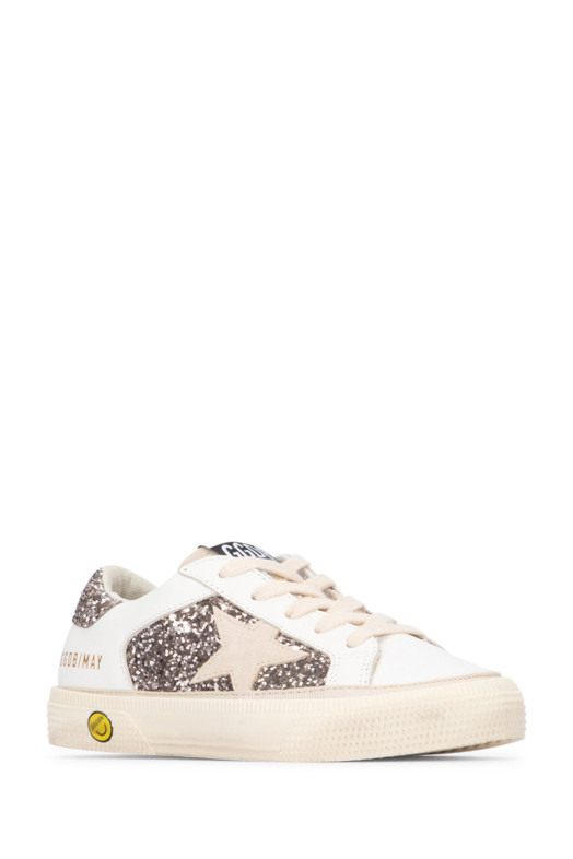 MAY: Детские ботинки Golden Goose с верхом из кожи и блестками, замшевой звездочкой и блестками H (GYF00715F005321) GOLDEN GOOSE KIDS