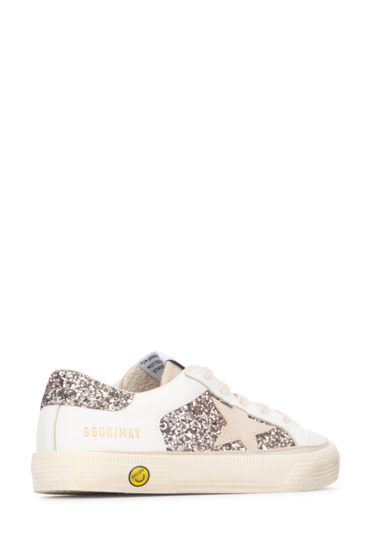 MAY: Детские ботинки Golden Goose с верхом из кожи и блестками, замшевой звездочкой и блестками H (GYF00715F005321) GOLDEN GOOSE KIDS