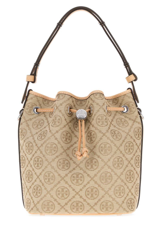 Сумка-ведро из канваса с вышивкой, синяя, TORY BURCH (186840)