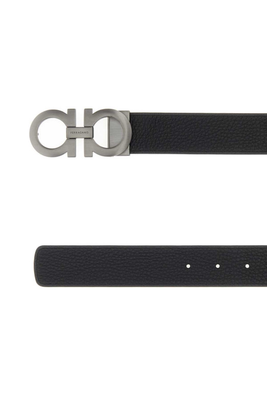 Black leather reversible belt SALVATORE FERRAGAMO (675542776307)