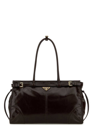 Dark brown leather shoulder bag PRADA (1BA433VMOO2CYR)