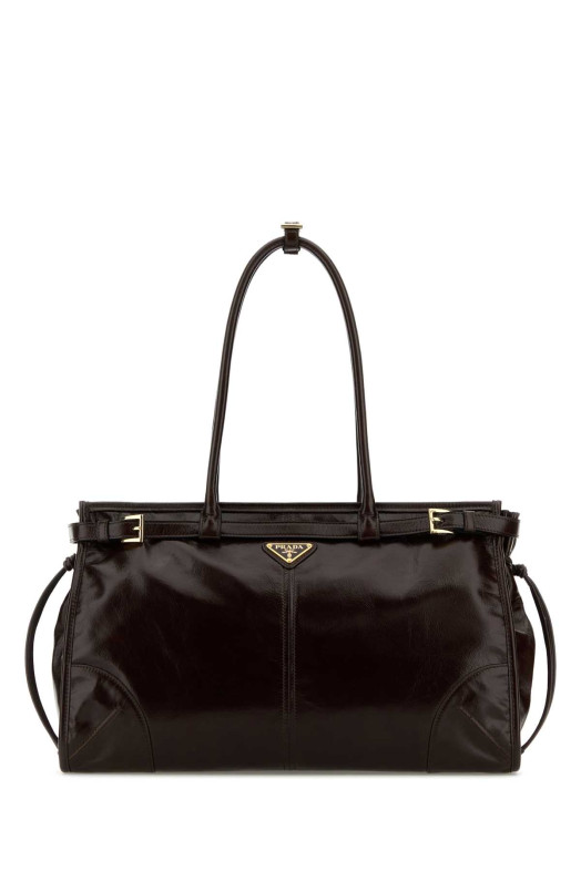 Dark brown leather shoulder bag PRADA (1BA433VMOO2CYR)