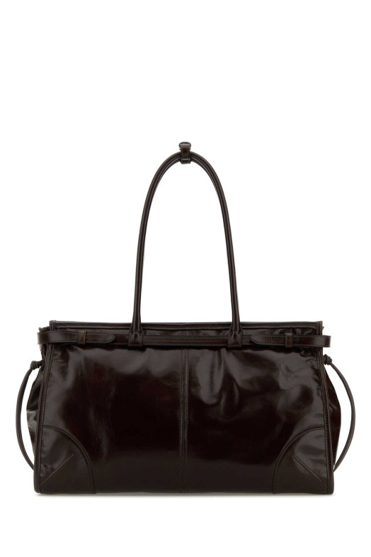 Dark brown leather shoulder bag PRADA (1BA433VMOO2CYR)
