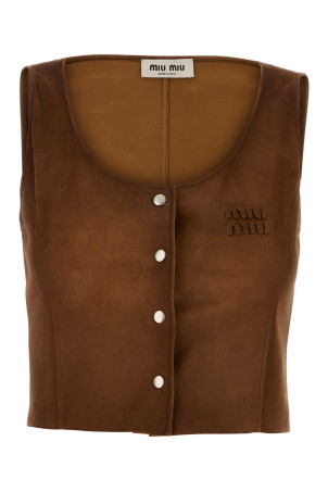 Brown suede top MIU MIU (MPT333SOOO19QL)