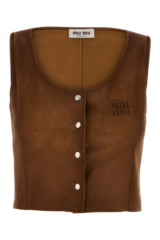 Кофтина з коричневої замші MIU MIU (MPT333SOOO19QL)