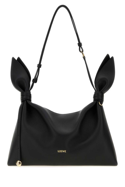 Чёрная кожаная сумка-шарф среднего размера LOEWE (ABNYBNMX01)