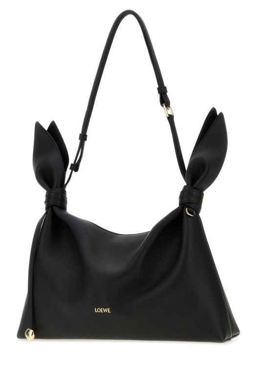 Чёрная кожаная сумка-шарф среднего размера LOEWE (ABNYBNMX01)