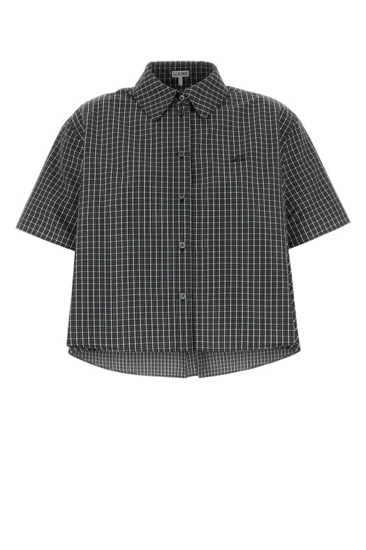 Рубашка с вышивкой из жаккарда, бело-черная, LOEWE (S359Y05XI6)