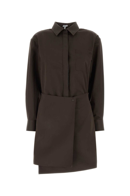 Chocolate gabardine mini dress Brown LOEWE (S359Y09XLN)
