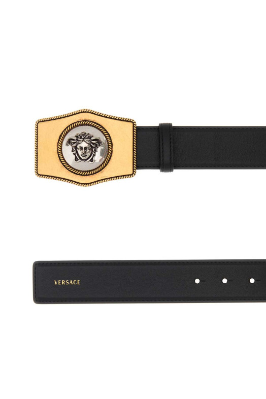 Черный кожаный ремень VERSACE (1024409DVTP1)
