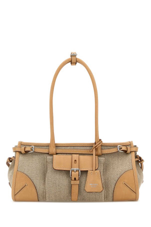 Two-tone canvas and leather medium Prada Bonnie shoulder bag PRADA (1BA426VOTMP0E)