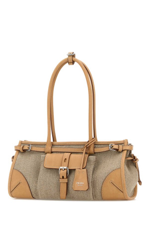 Two-tone canvas and leather medium Prada Bonnie shoulder bag PRADA (1BA426VOTMP0E)