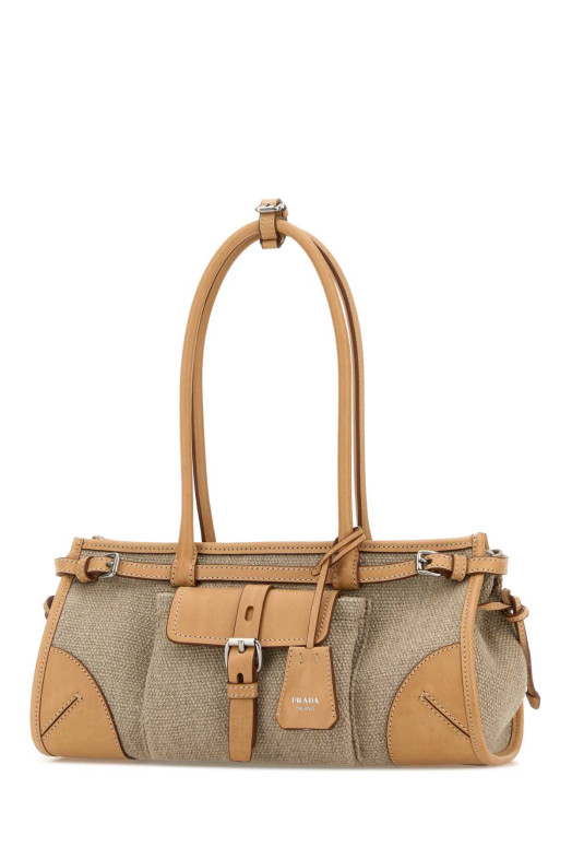 Two-tone canvas and leather medium Prada Bonnie shoulder bag PRADA (1BA426VOTMP0E)