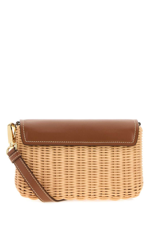 Two-tone wicker and leather crossbody bag PRADA (1BD4102CYF)