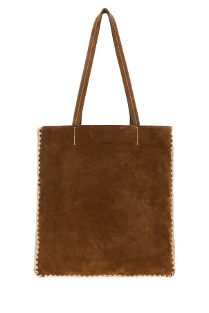 Brown suede large shopping bag PRADA (1BG6582FP1)
