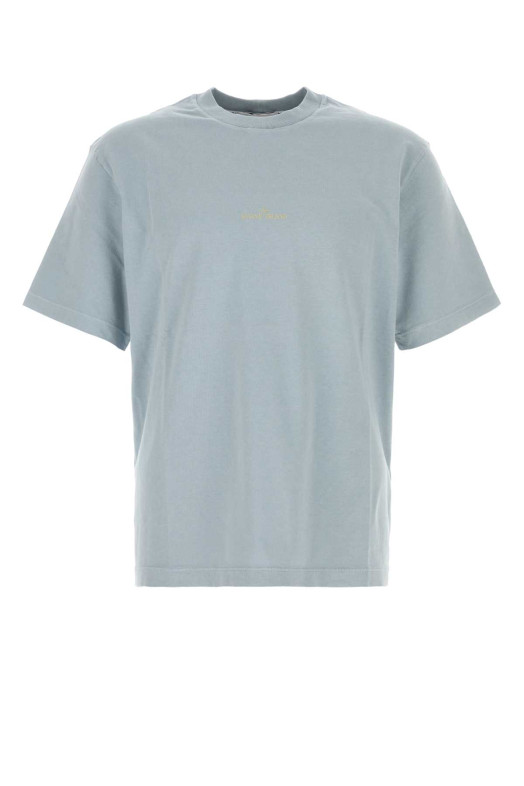Хлопковая футболка нежно-голубого цвета STONE ISLAND (L2S152100001S0534)