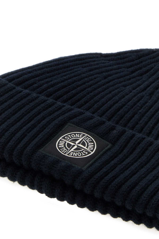 Шерстяная шапка темно-синего цвета Black STONE ISLAND (L2S15N100002S00C3)