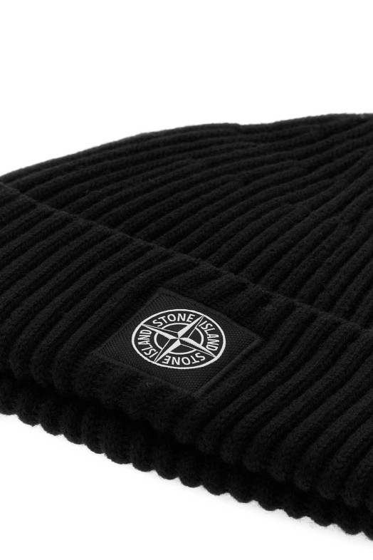 Черная шерстяная шапка-бейсболка Black STONE ISLAND (L2S15N100002S00C3)