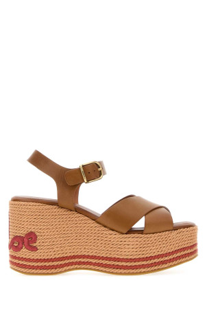 Camel leather ChloÃ¨ Sand wedge Pink CHLOE (CH26U18ZXJ)