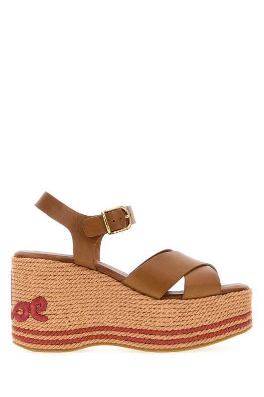 Camel leather ChloÃ¨ Sand wedge Pink CHLOE (CH26U18ZXJ)