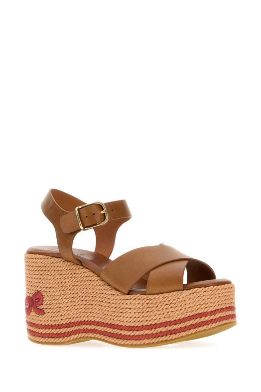 Camel leather ChloÃ¨ Sand wedge Pink CHLOE (CH26U18ZXJ)