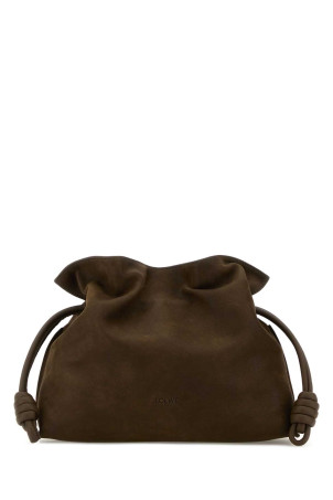 Brown nabuk medium Flamenco clutch Beige LOEWE (A411FC1XDT)