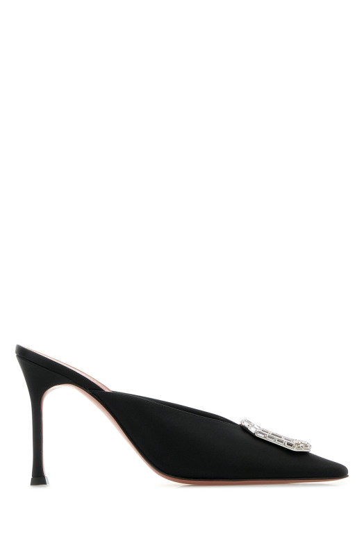 CAMELIA MULE 90 SATIN BLACK  WHITE Black AMINA MUADDI (CAMELIAMULE90)