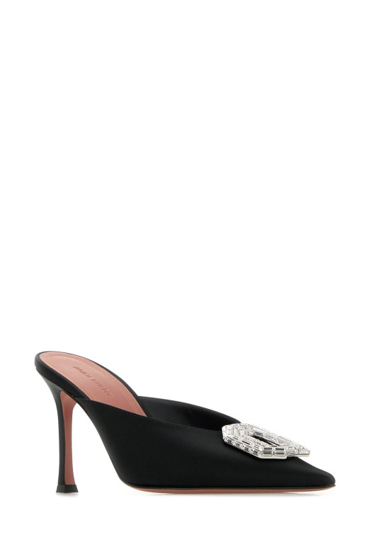 CAMELIA MULE 90 SATIN BLACK  WHITE Black AMINA MUADDI (CAMELIAMULE90)