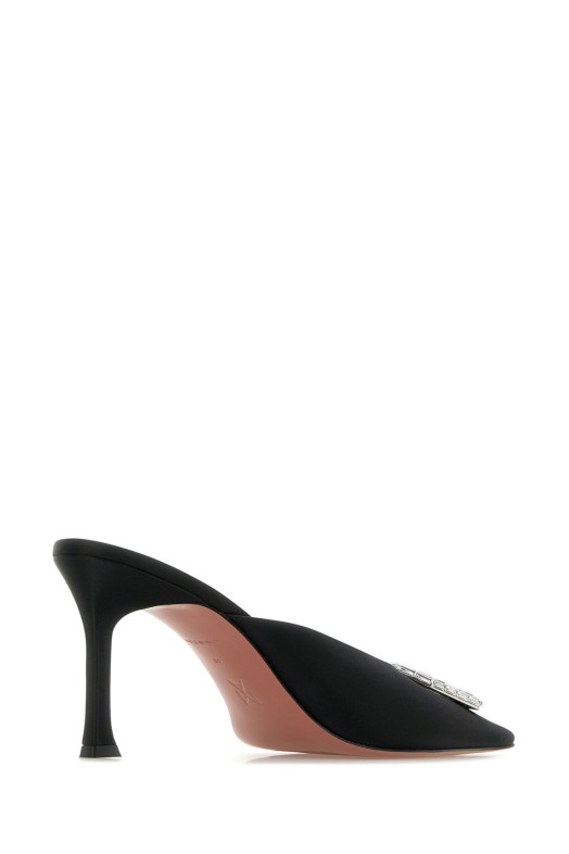 CAMELIA MULE 90 SATIN BLACK  WHITE Black AMINA MUADDI (CAMELIAMULE90)